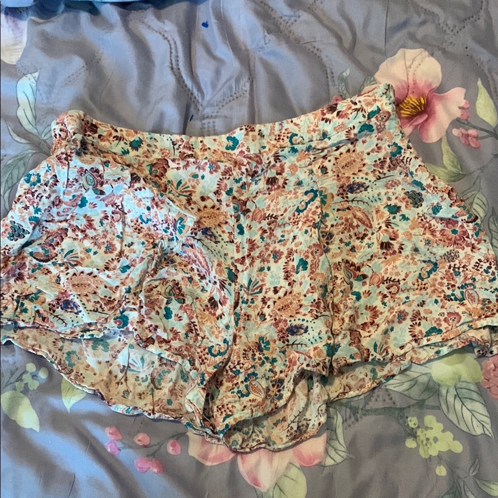 Forever 21 Cream and Brown High Waist Shorts